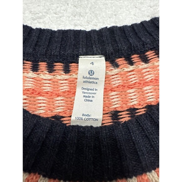 LULULEMON Devi Crew Knit Sweater Sz 4 Cotton Plum Peach Naval Blue $118 - Picture 2 of 7